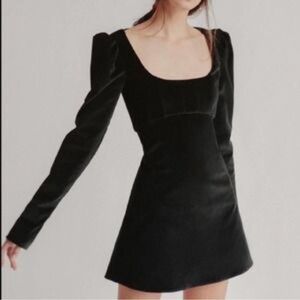 Petersyn Lilah Black Velvet Mini Dress Large